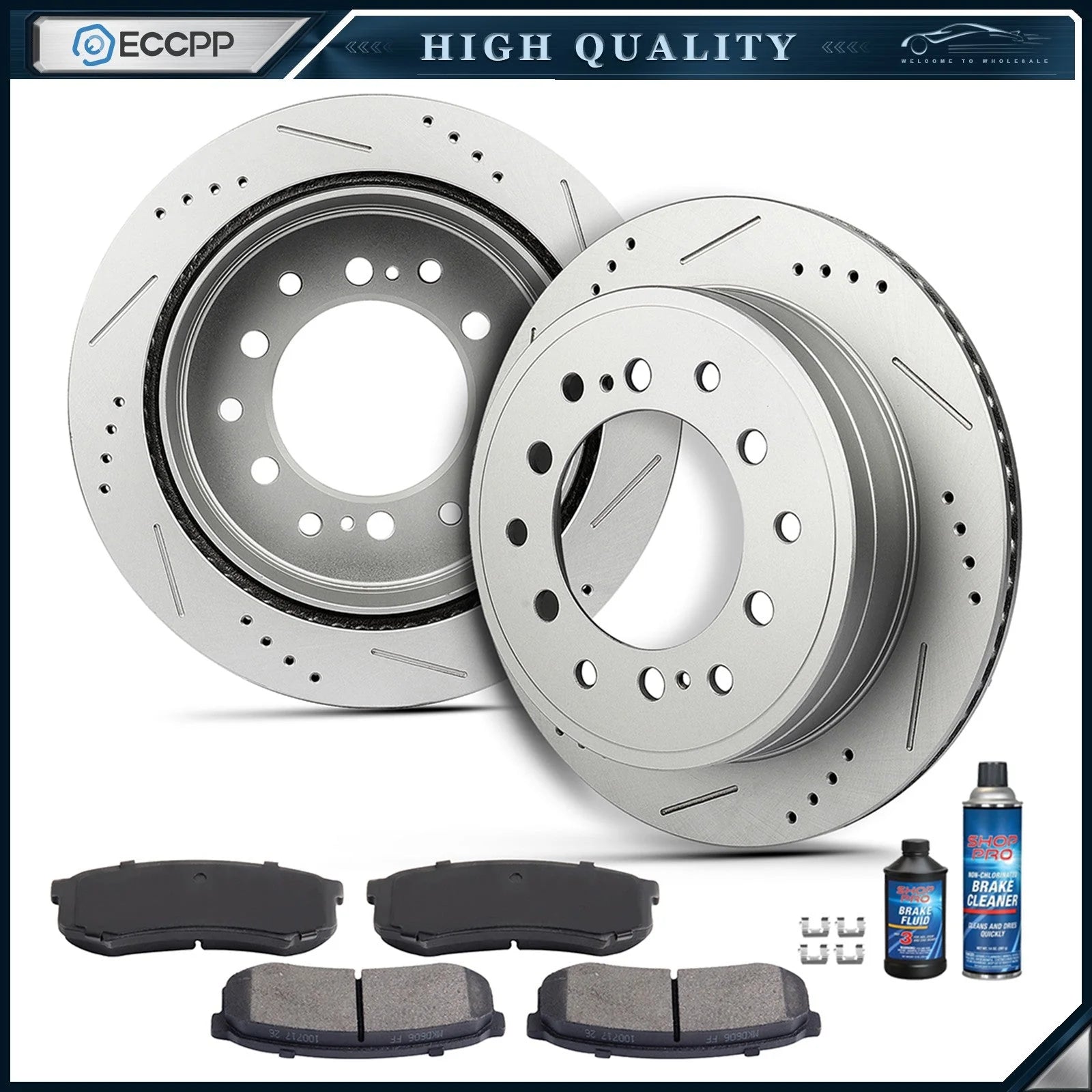 Rear Brake Discs Rotors Slot Drill Ceramic Pads For 2010-2014 Toyota FJ Cruiser 6B93BC-57 [1]