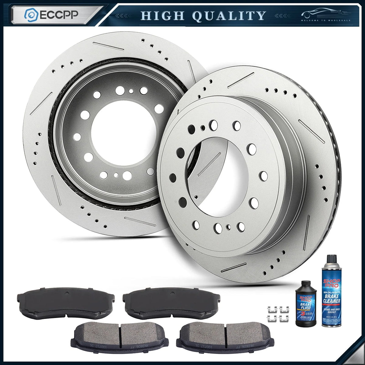 Rear Brake Discs Rotors Slot Drill Ceramic Pads For 2010-2014 Toyota FJ Cruiser 6B93BC-57 [1]