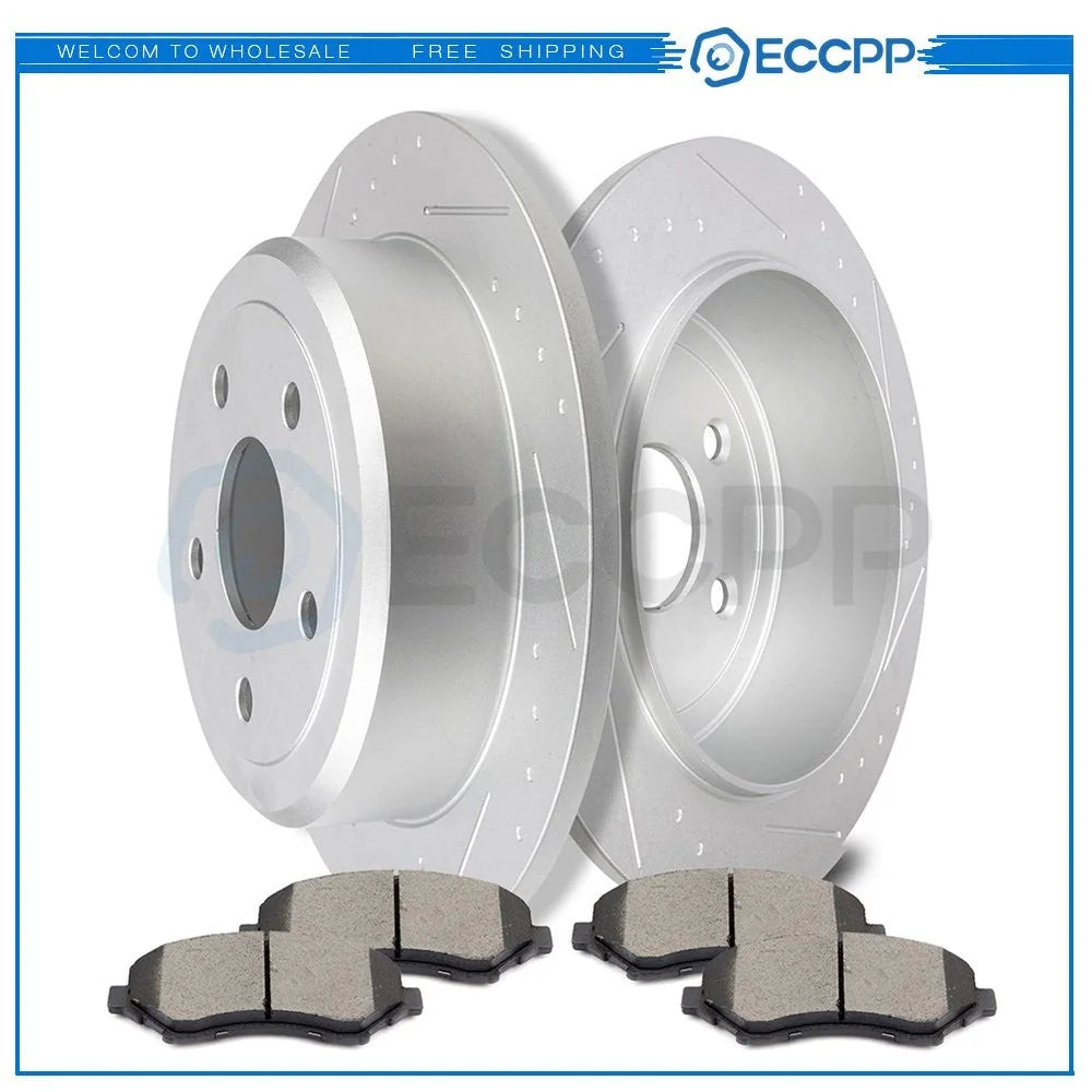 Rear Brake Rotors Ceramic Pads For Jeep Wrangler 2007 -2016 2017 2018 Drill Slot KOEEP [1]