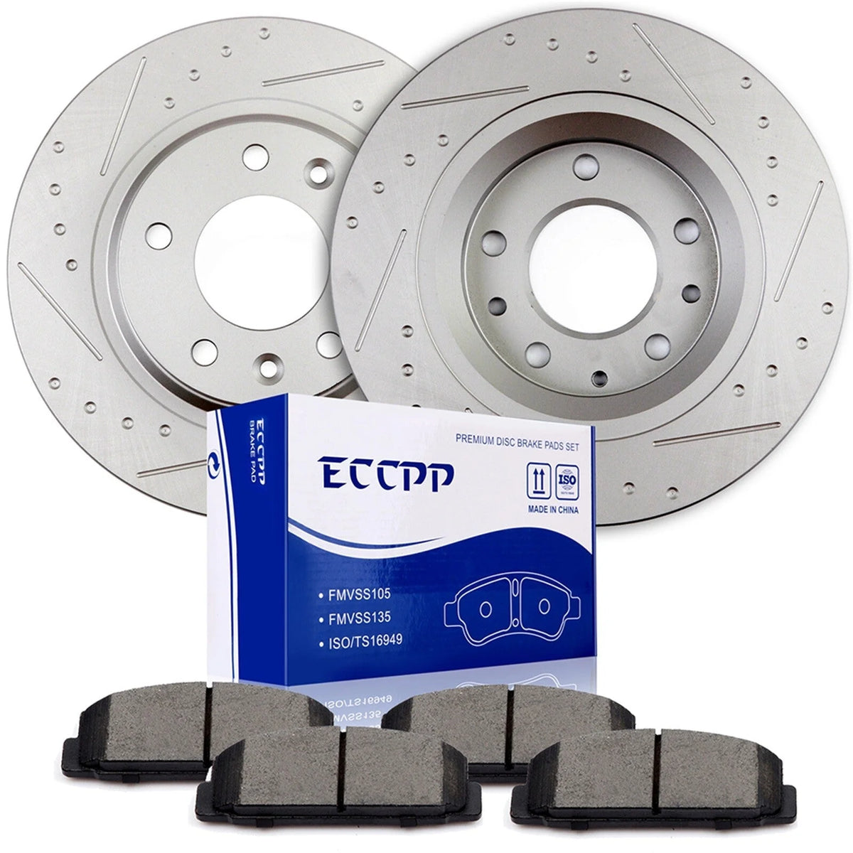 Rear Disc Brake Rotors + Ceramic Brake Pads for 2003 2004 2005 Mazda 6 6B93BC-57 [1]