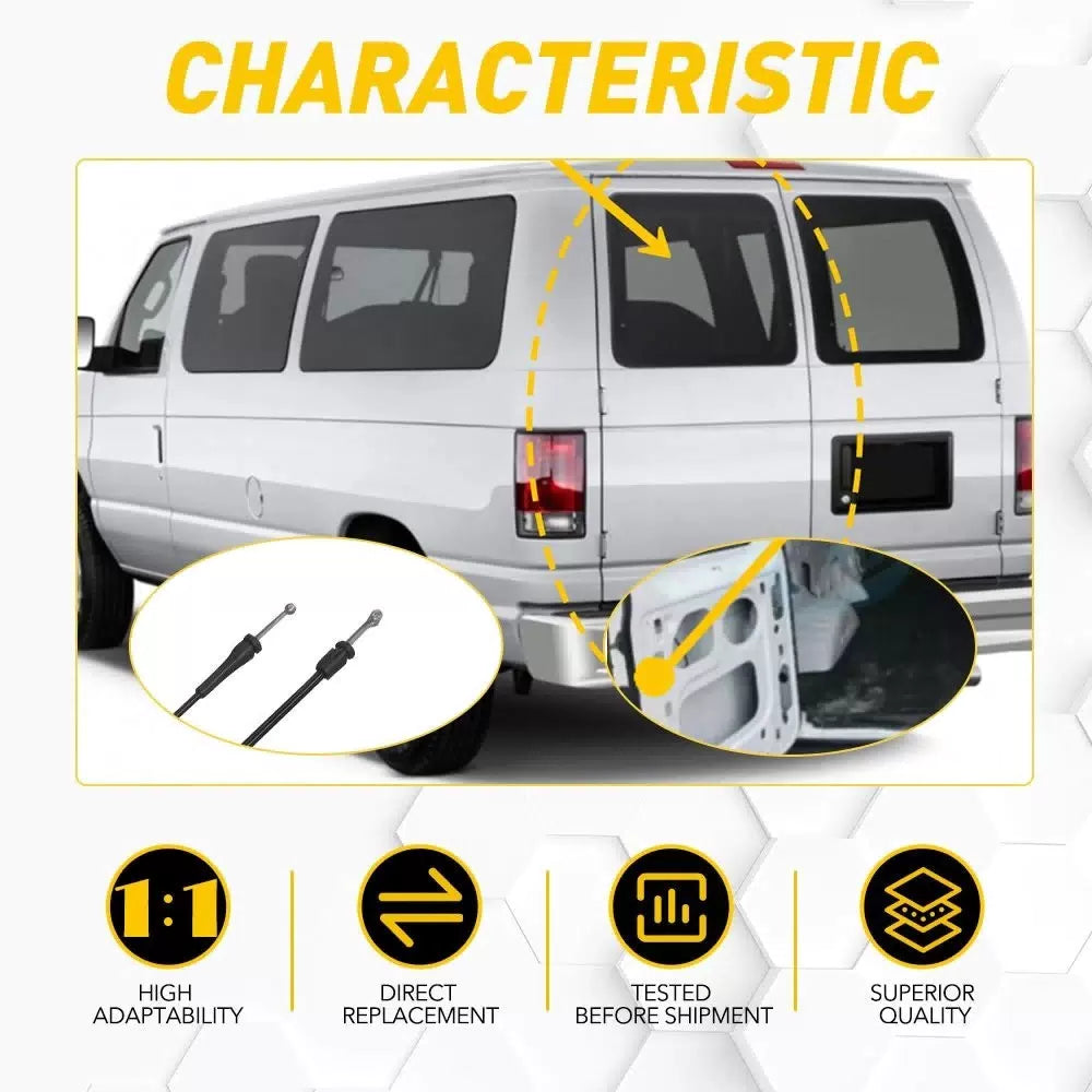 Rear Left Cargo Door Upper&Lower Latch Release Cable for Ford E150 250 350 450 A 6B93BC-57 [4]