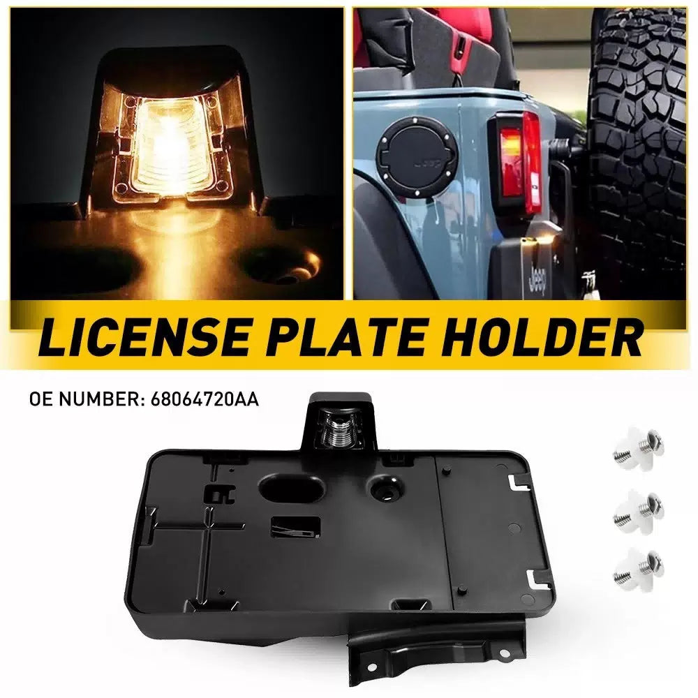 Rear License Plate Holder w/ Light Tag Bracket For Jeep Wrangler JK JKU 07-17 EA 6B93BC-57 [2]