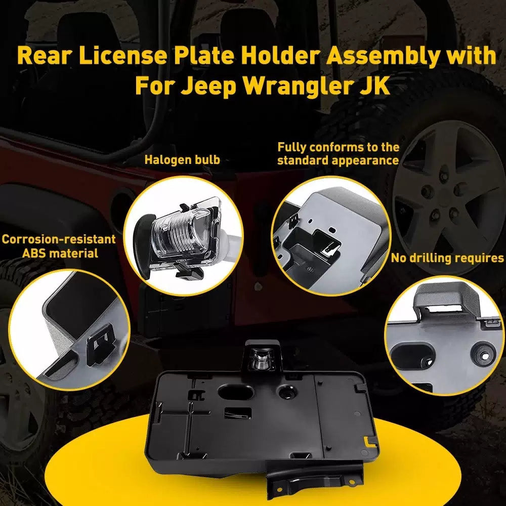 Rear License Plate Holder w/ Light Tag Bracket For Jeep Wrangler JK JKU 07-17 EA 6B93BC-57 [5]