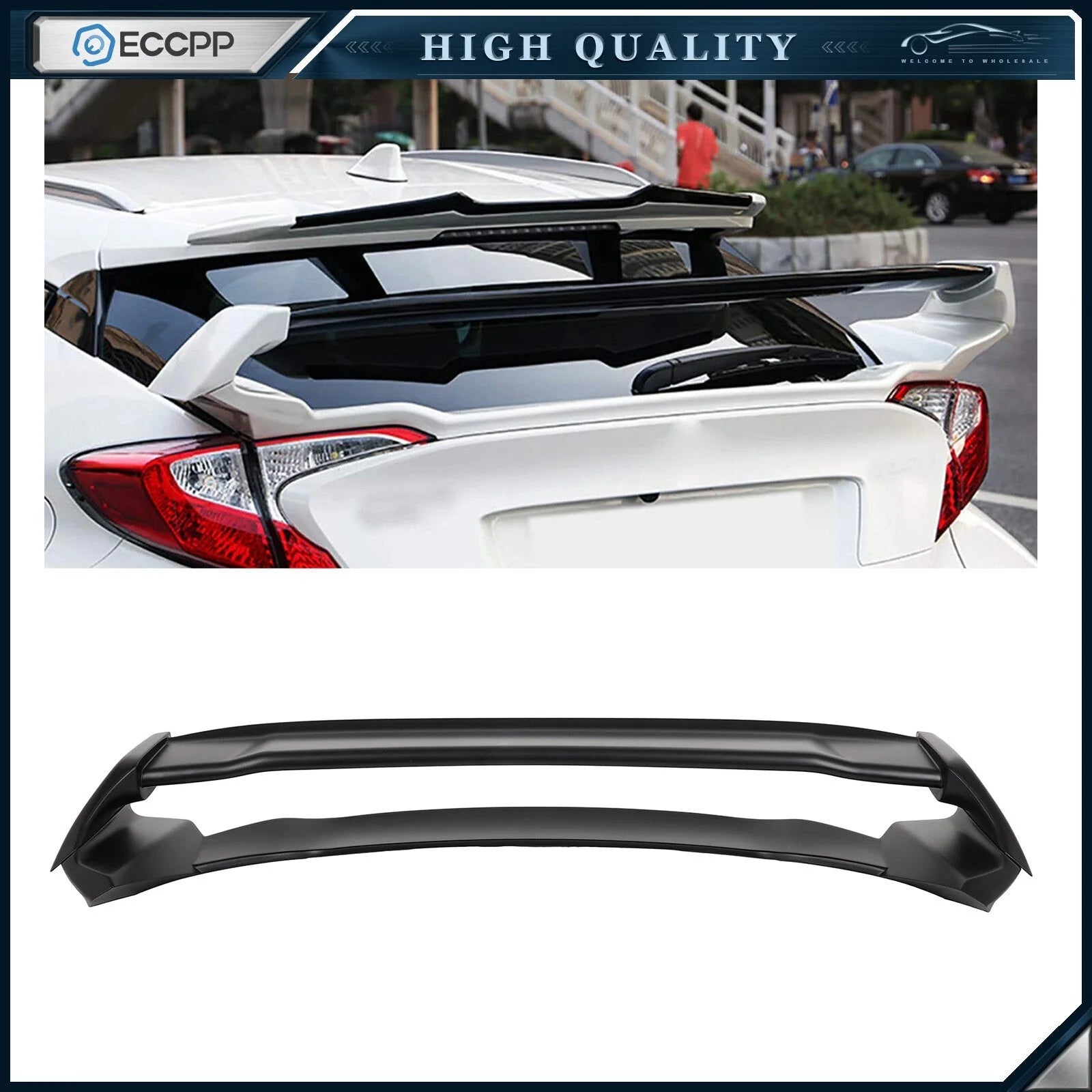 Rear Spoiler Fits 2016-2019 Toyota CHR C-HR Black Pedestal Wing 6B93BC-57 [1]