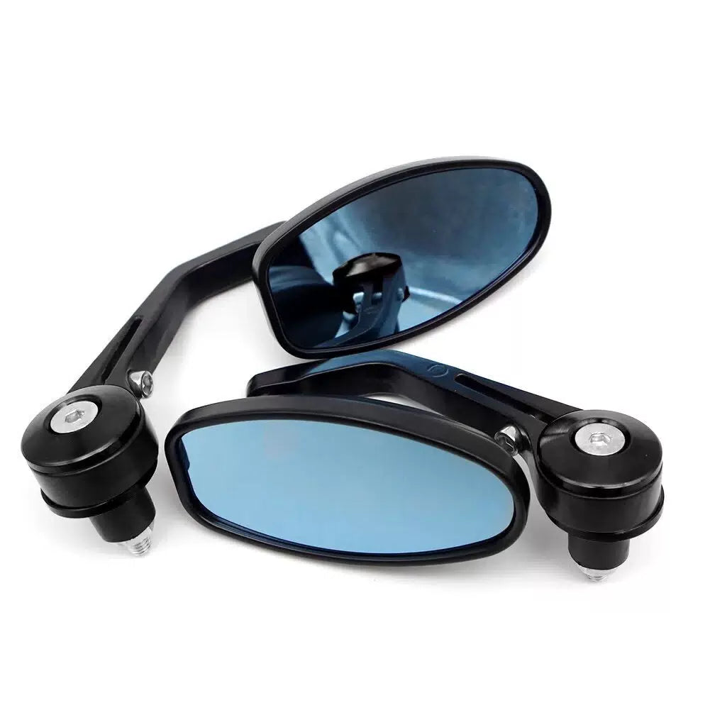 Rearview 7/8'' 22mm Handle Bar End Side Mirrors For Cafe Racer Bobber Blue-Glass [11]