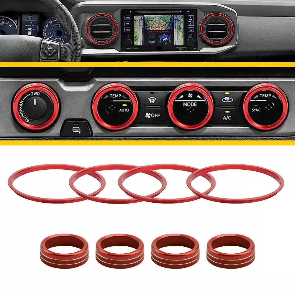 Red Air Condition AC Knob Cover Ring Trim Replace for 2016-2022 Toyota Tacoma EA 6B93BC-57 [1]
