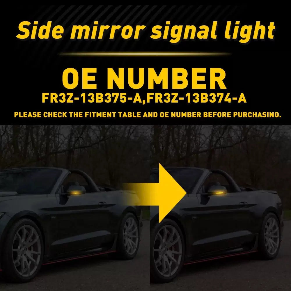 SMOKED Amber LED Sequential Side Mirror Signal Lights For 2015-22 Ford Mustang A 6B93BC-57 [3]