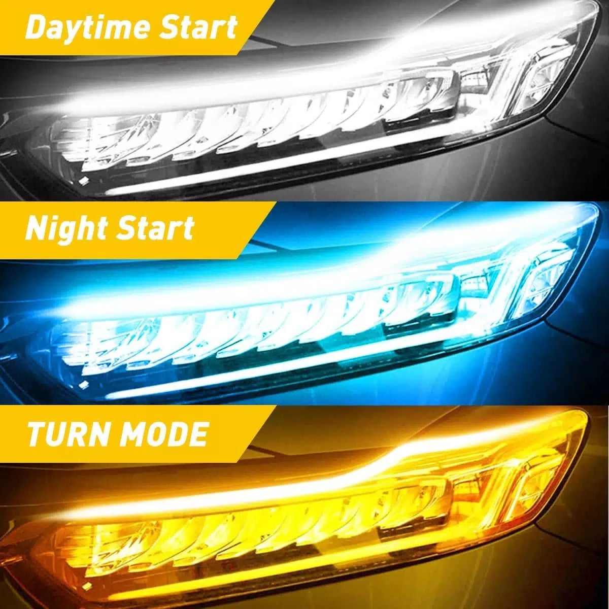 Sequential Flexible LED DRL Signal Light Turn Strip Amber For Auto Motorcycle D 6B93BC-57 [2]
