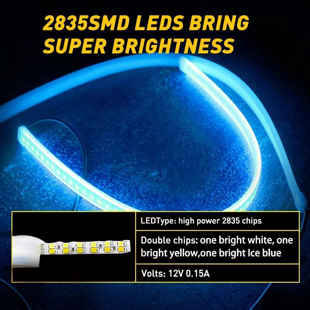 Sequential Flexible LED DRL Signal Light Turn Strip Amber For Auto Motorcycle D 6B93BC-57 [3]