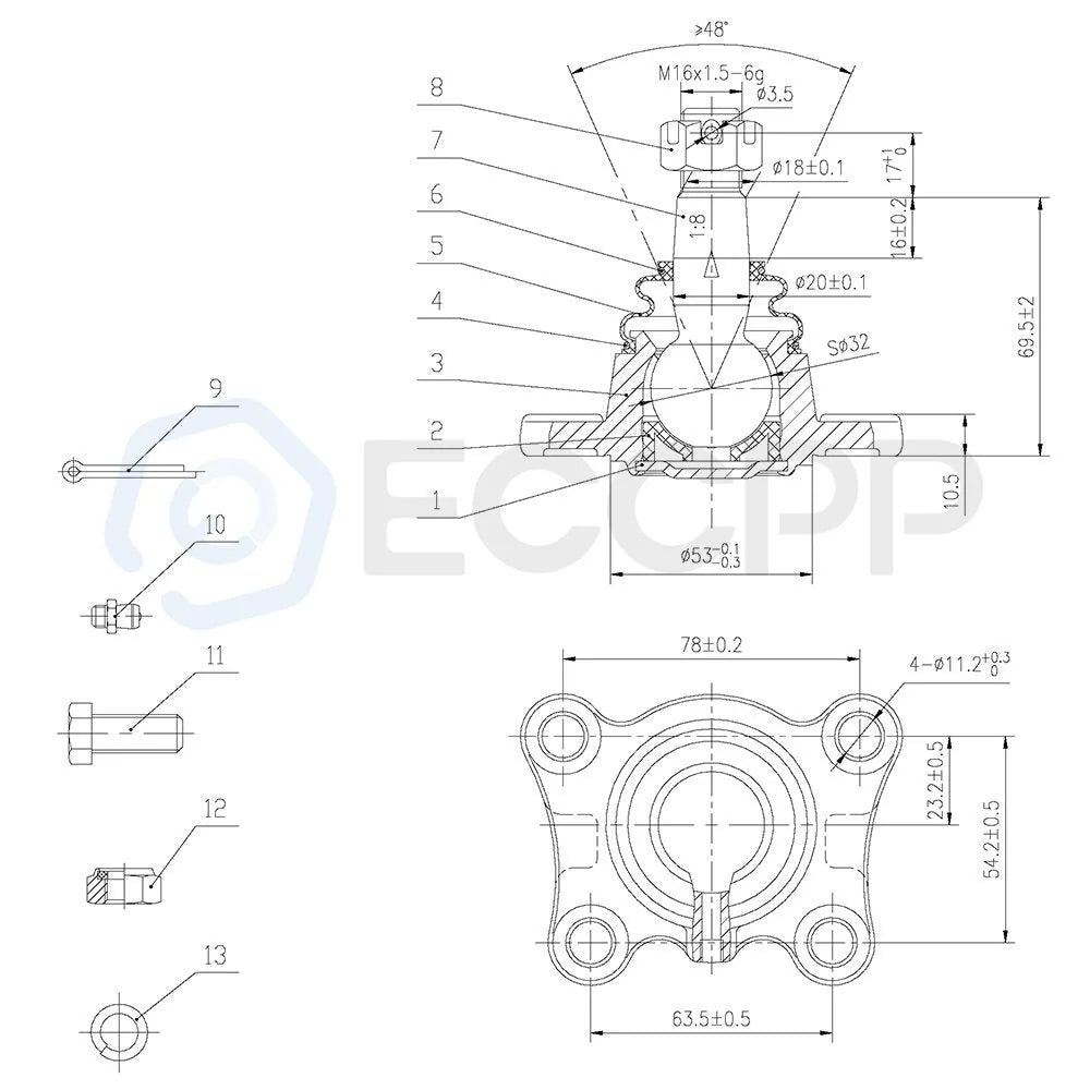 Set of 4 Front Steering Lower&Upper Ball Joints Parts Fits Toyota T100 4RUNNER KOEEP [2]