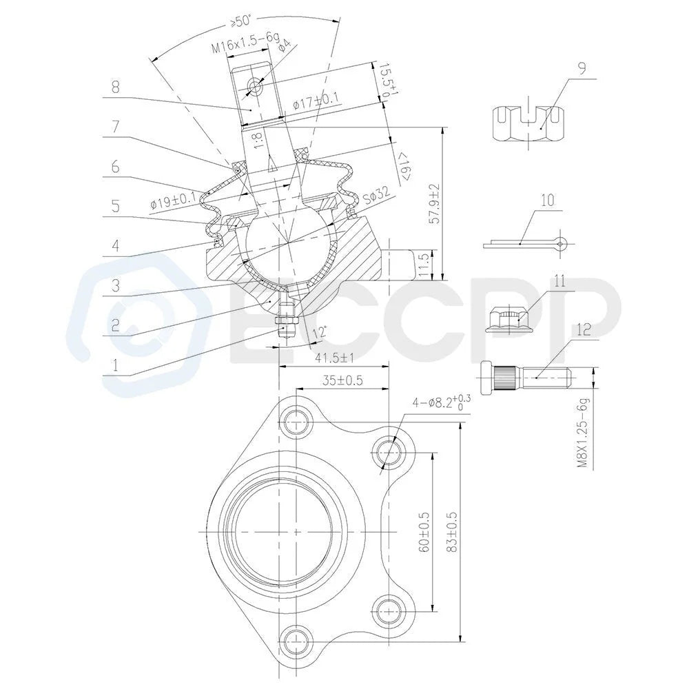 Set of 4 Front Steering Lower&Upper Ball Joints Parts Fits Toyota T100 4RUNNER KOEEP [3]