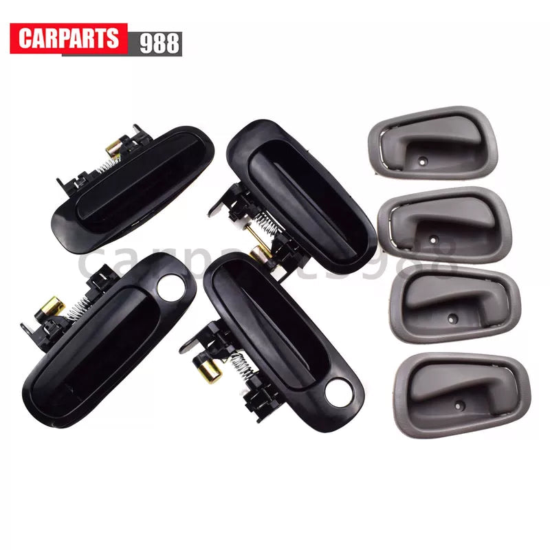 Set of 8 Black Outside & Gray Inside Door Handles for 1998-2002 Toyota Corolla 6B93BC-57 [1]