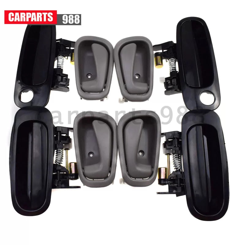 Set of 8 Black Outside & Gray Inside Door Handles for 1998-2002 Toyota Corolla 6B93BC-57 [2]