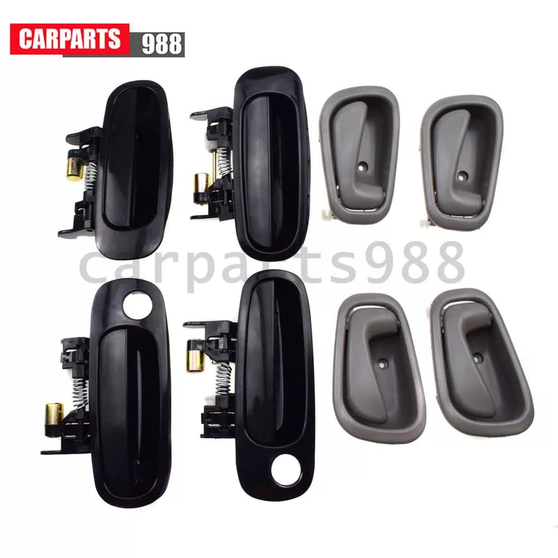 Set of 8 Black Outside & Gray Inside Door Handles for 1998-2002 Toyota Corolla 6B93BC-57 [5]