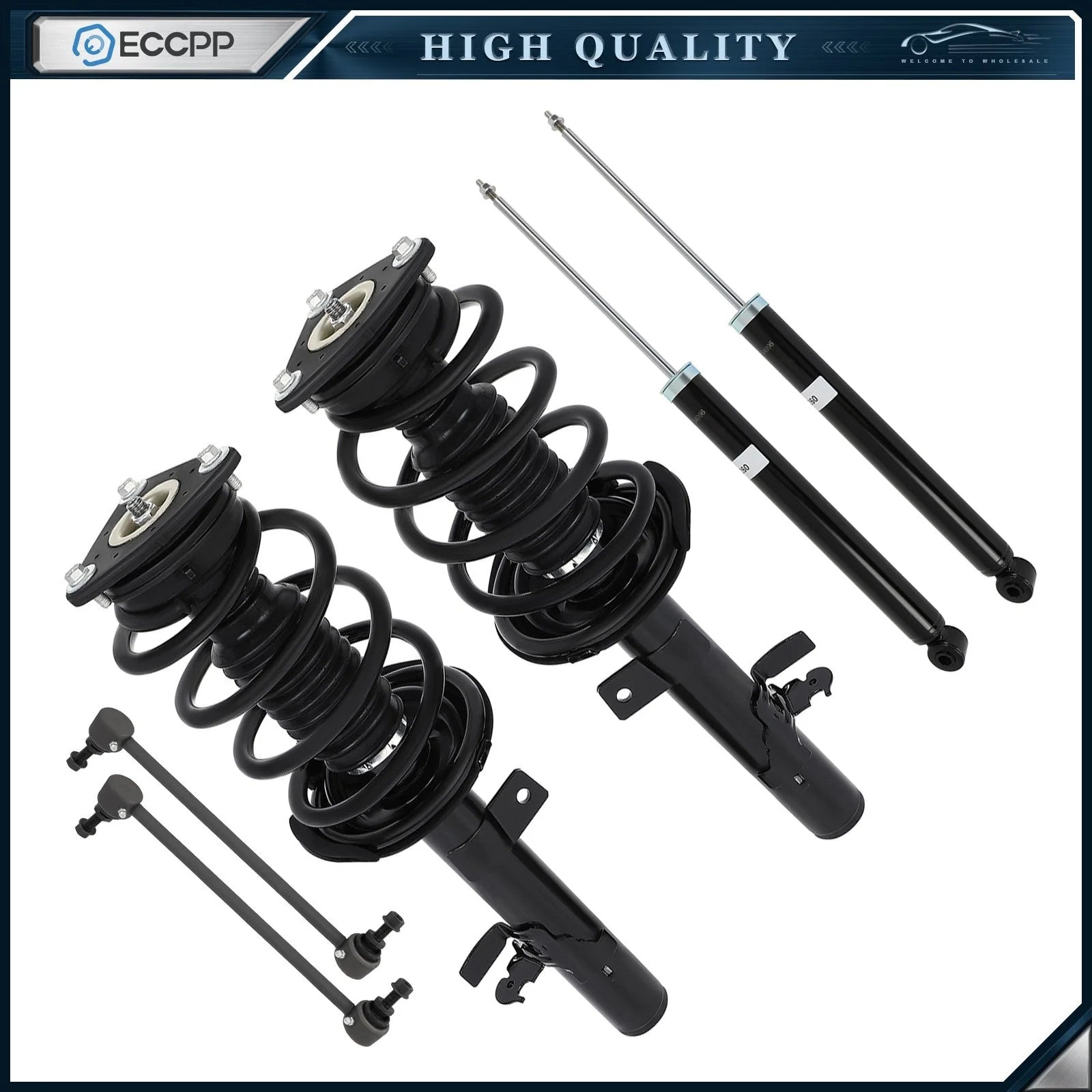 Struts Sway Bars Rear Shock Absorbers For 2013 Ford Escape w/Coil Spring Front 6B93BC-57 [1]
