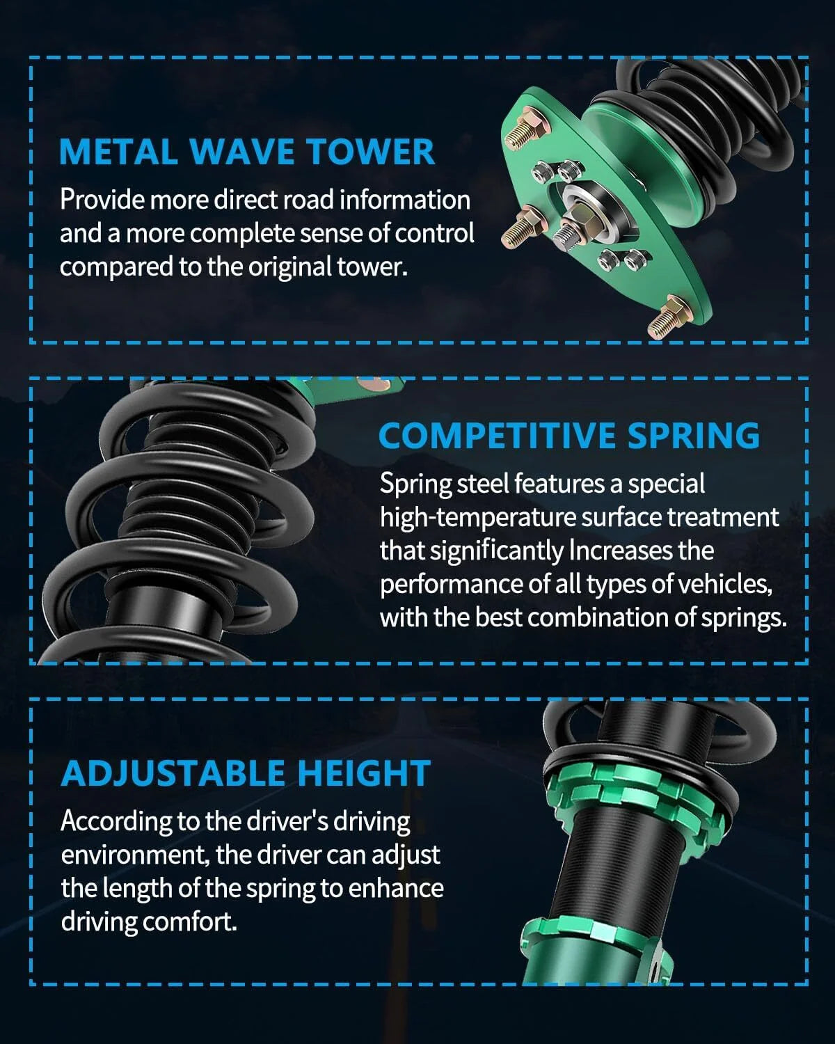 Suspension Lowering kits Coilovers For 2011-15 Hyundai Genesis Struts Adjustable KOEEP [4]