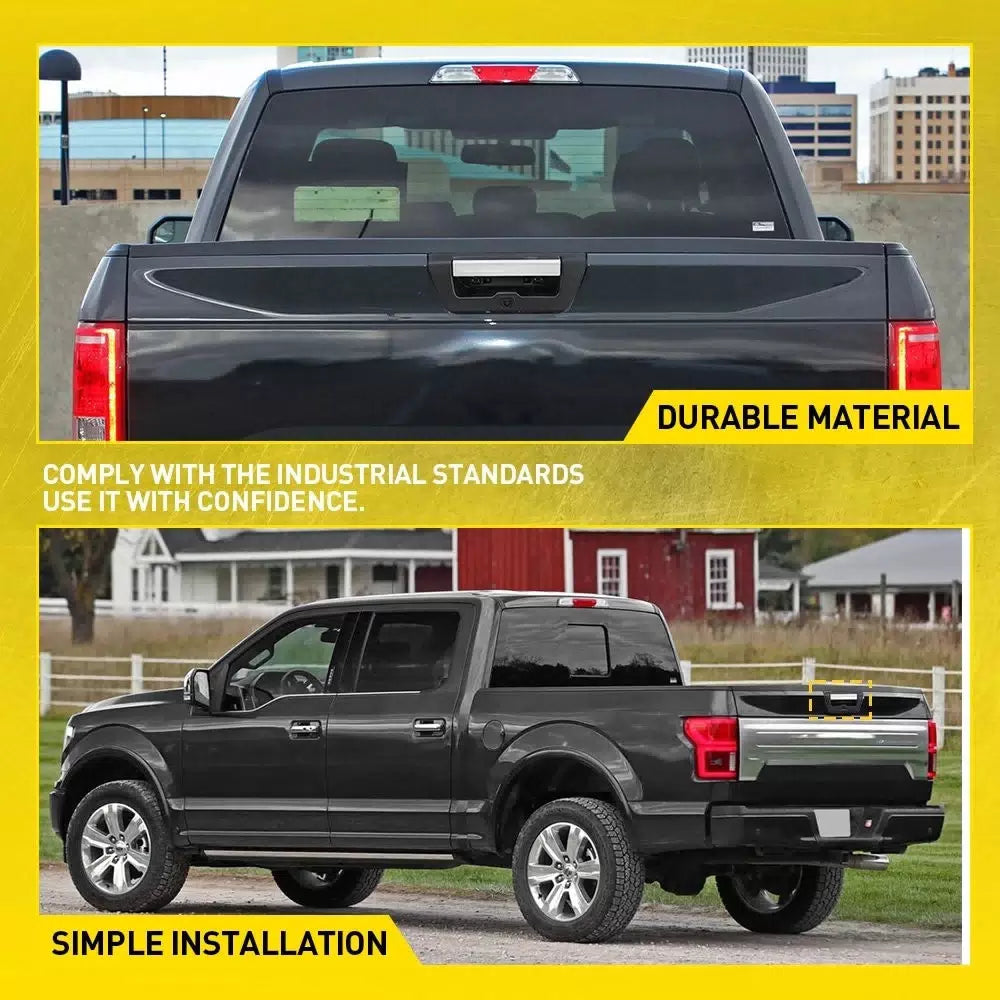 Tailgate Handle For 2015-2018 Ford F-150 Chrome Lever Textured W/ Camera Hole EA 6B93BC-57 [10]