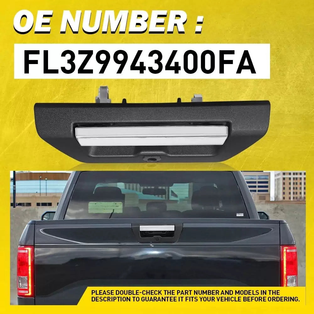 Tailgate Handle For 2015-2018 Ford F-150 Chrome Lever Textured W/ Camera Hole EA 6B93BC-57 [3]