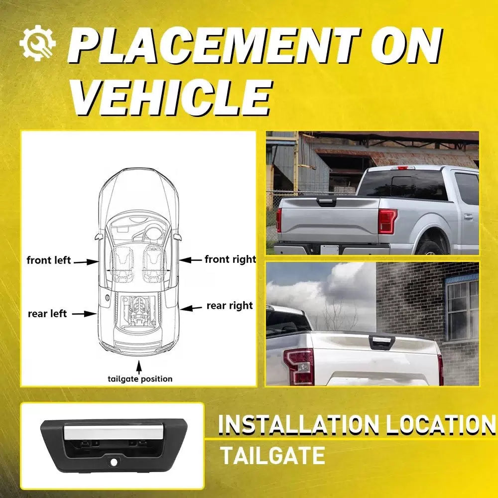 Tailgate Handle For 2015-2018 Ford F-150 Chrome Lever Textured W/ Camera Hole EA 6B93BC-57 [7]