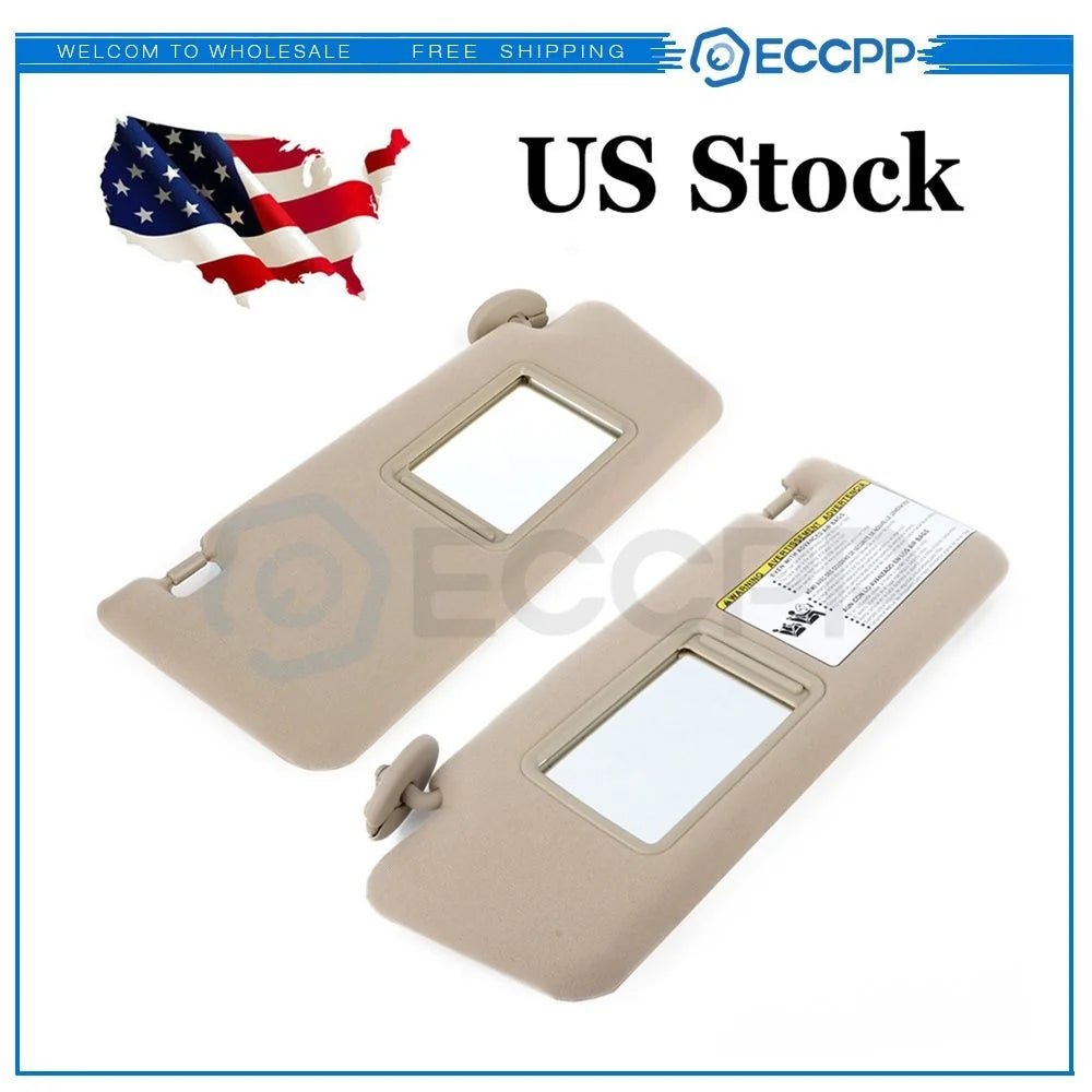 Tan Sun Visor For 2005 Toyota Tacoma Pair Left & Right Side w/ Mirror KOEEP [1]