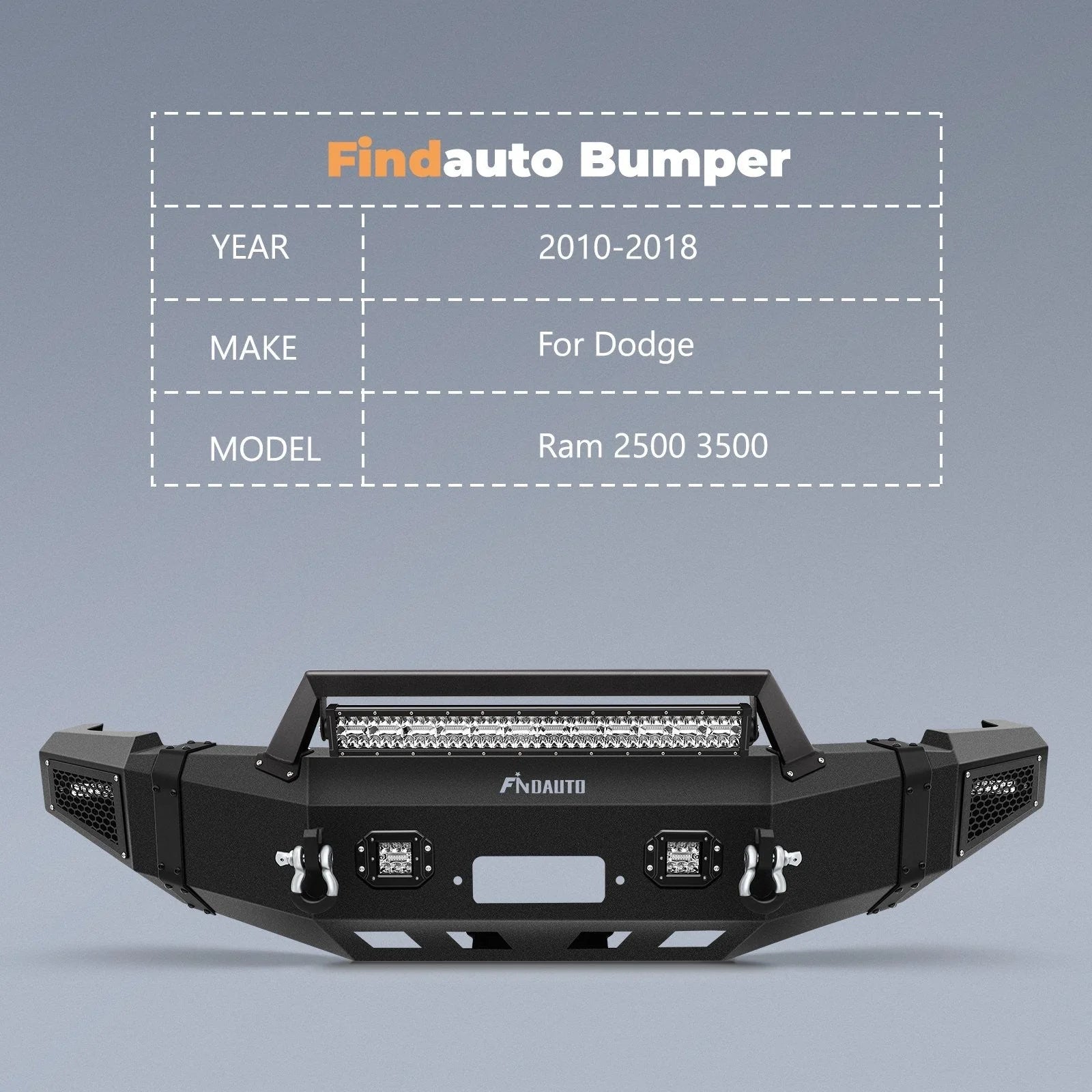 Textured Front Bumper w/ D-ring & Winch Plate For 2010-2018 Dodge Ram 2500 3500 6B93BC-57 [2]