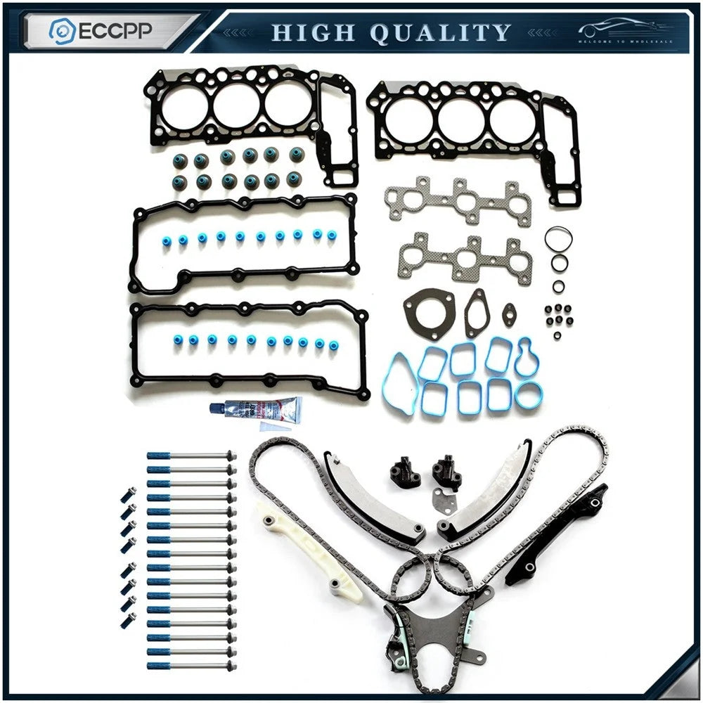 Timing Chain Kit Head Gasket Bolt Set For 02-05 Dodge Ram 1500 Jeep Liberty 3.7L 6B93BC-57 [1]