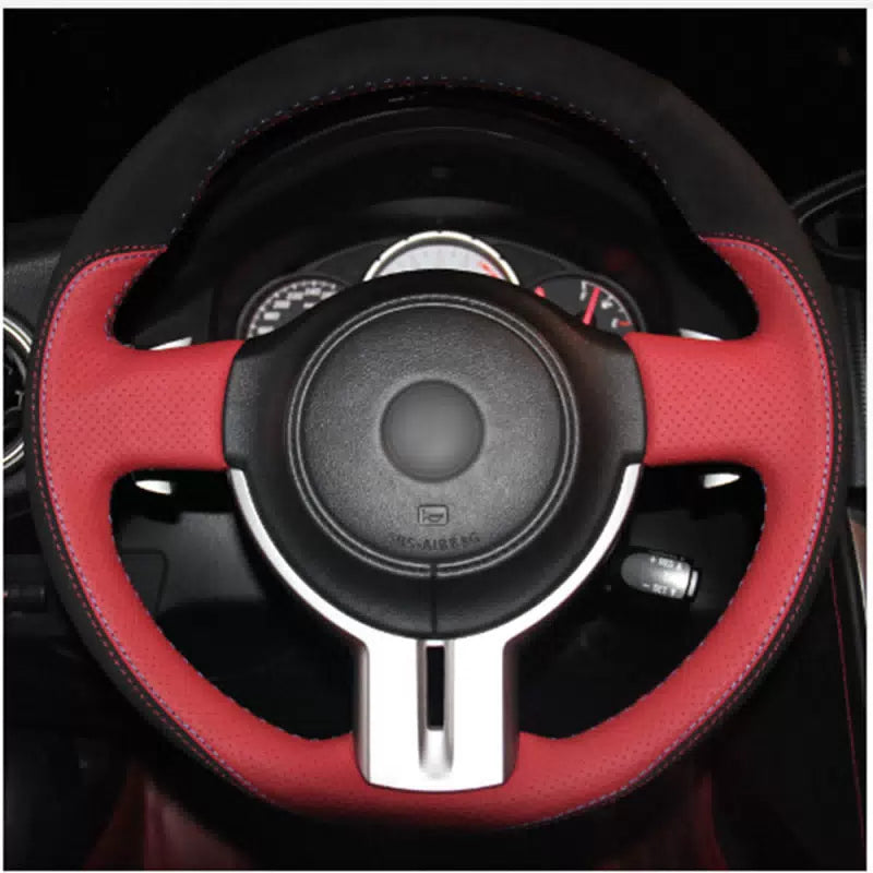 Top Leather Steering Wheel Hand-stitch on Wrap Cover For Toyota 86 Subaru BRZ [2]