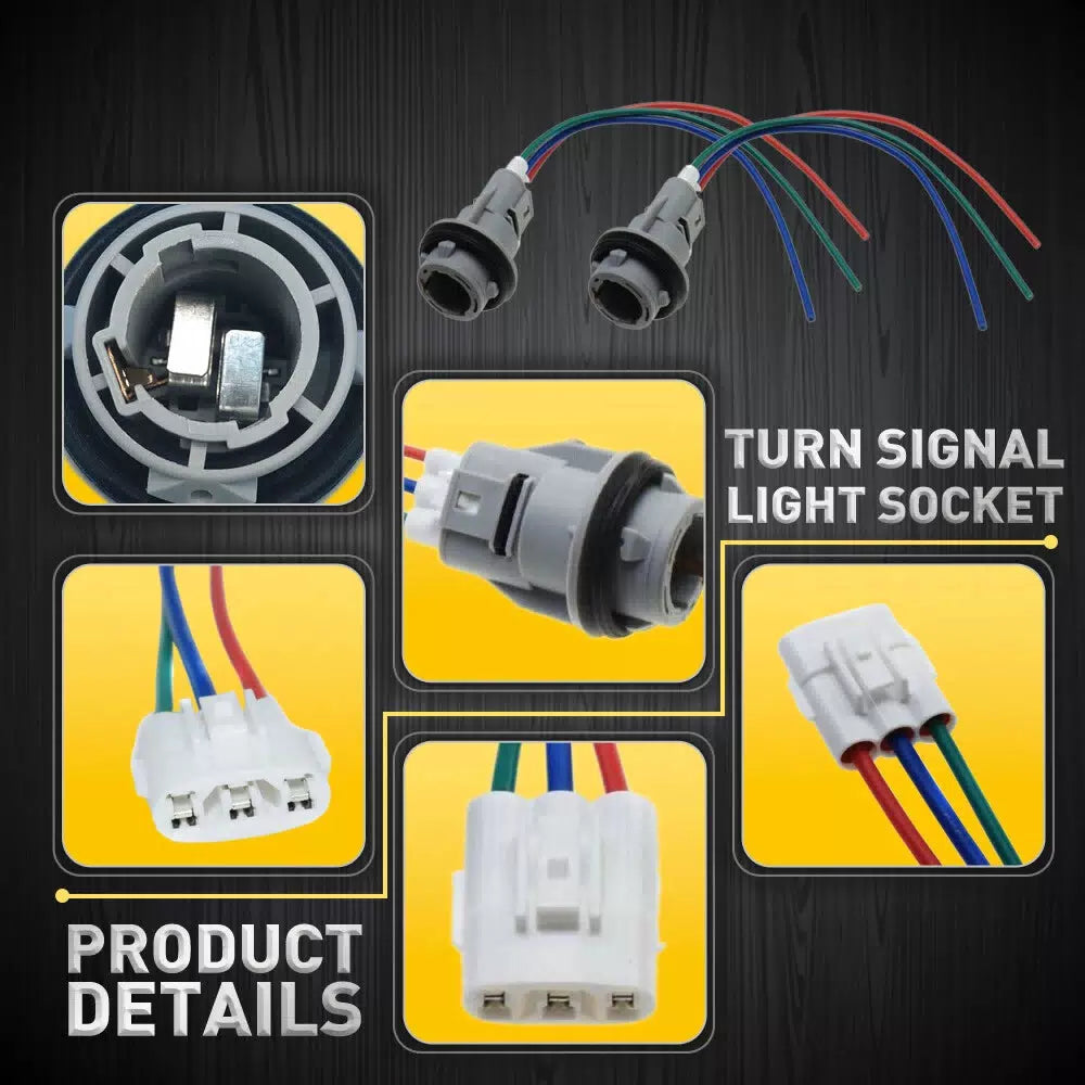 Turn Signal Blinker Light Bulb Socket & Connector Harness Set For Honda Acura 6B93BC-57 [5]