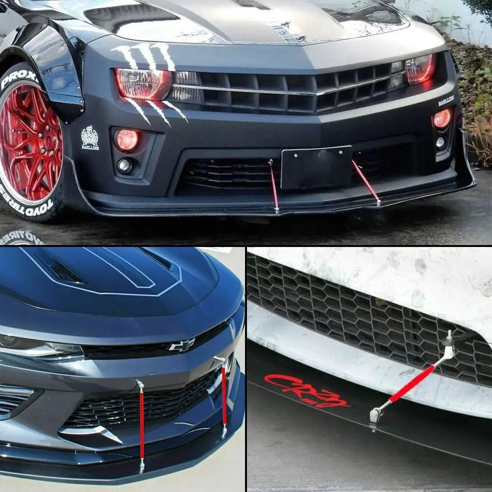 USA Universal Red Adjustable Front Bumper Lip Splitter Strut Rod Tie Support Bar 6B93BC-57 [5]