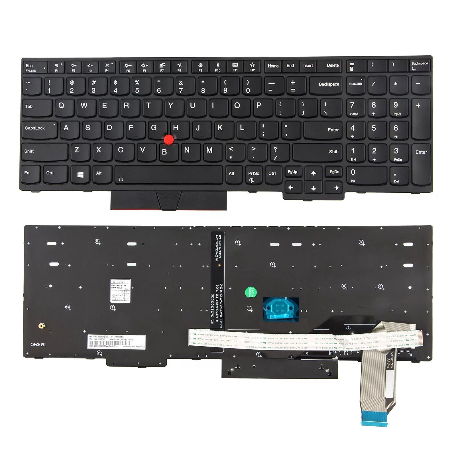 US Keyboard for Lenovo ThinkPad E580 E585 E590 E595 T590 P15s Gen 1 / T15 Gen 1 6B93BC-57 [1]
