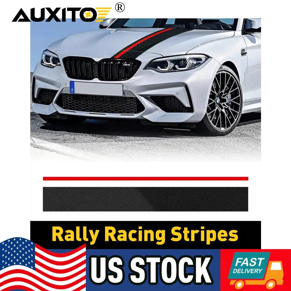 Universal Car Rally Racing Stripes Front Hood 5D Carbon Fiber Decal Wrap Sticker 6B93BC-57 [1]
