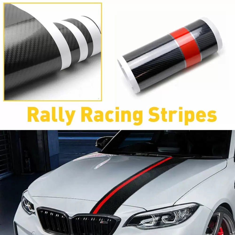 Universal Car Rally Racing Stripes Front Hood 5D Carbon Fiber Decal Wrap Sticker 6B93BC-57 [10]