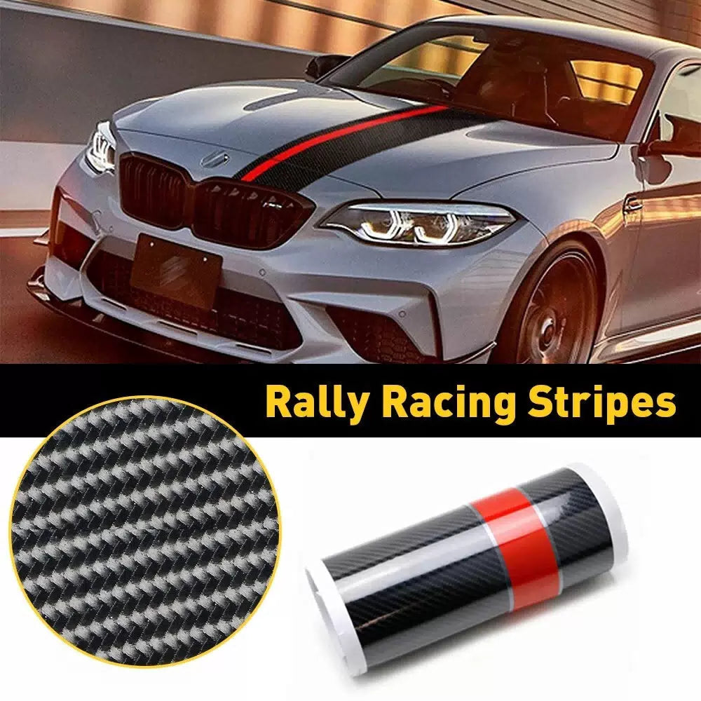 Universal Car Rally Racing Stripes Front Hood 5D Carbon Fiber Decal Wrap Sticker 6B93BC-57 [11]