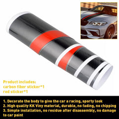 Universal Car Rally Racing Stripes Front Hood 5D Carbon Fiber Decal Wrap Sticker 6B93BC-57 [3]