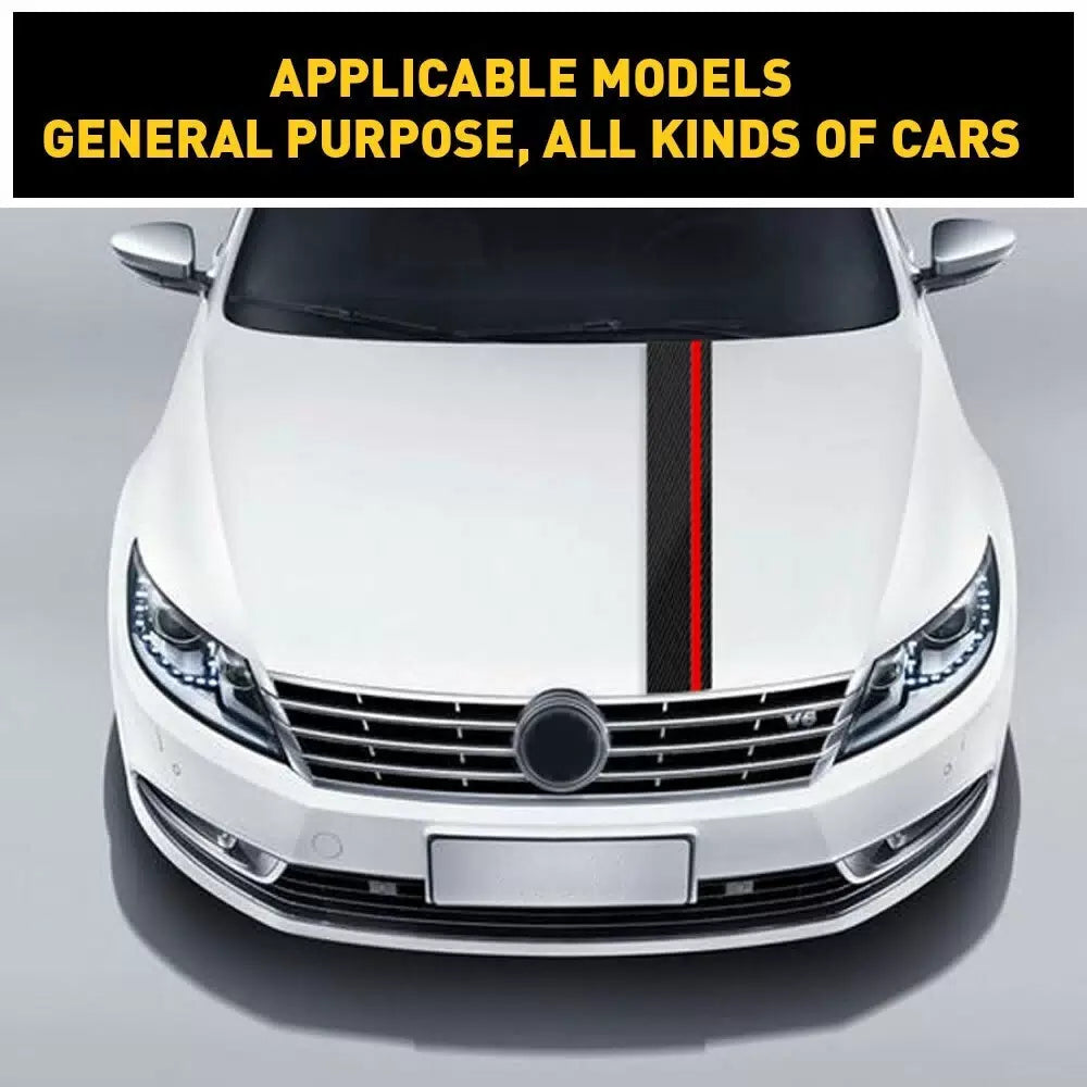 Universal Car Rally Racing Stripes Front Hood 5D Carbon Fiber Decal Wrap Sticker 6B93BC-57 [4]