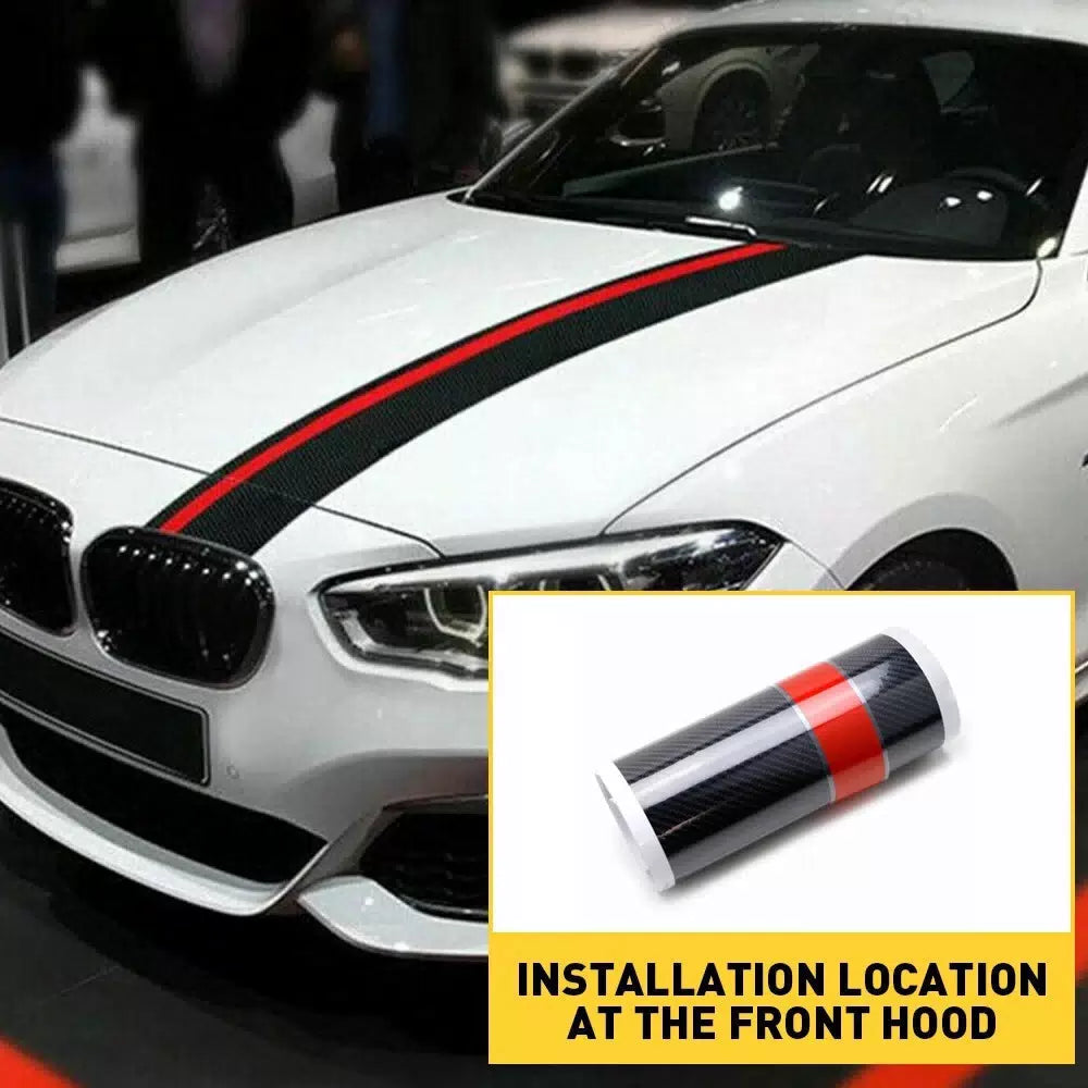 Universal Car Rally Racing Stripes Front Hood 5D Carbon Fiber Decal Wrap Sticker 6B93BC-57 [5]