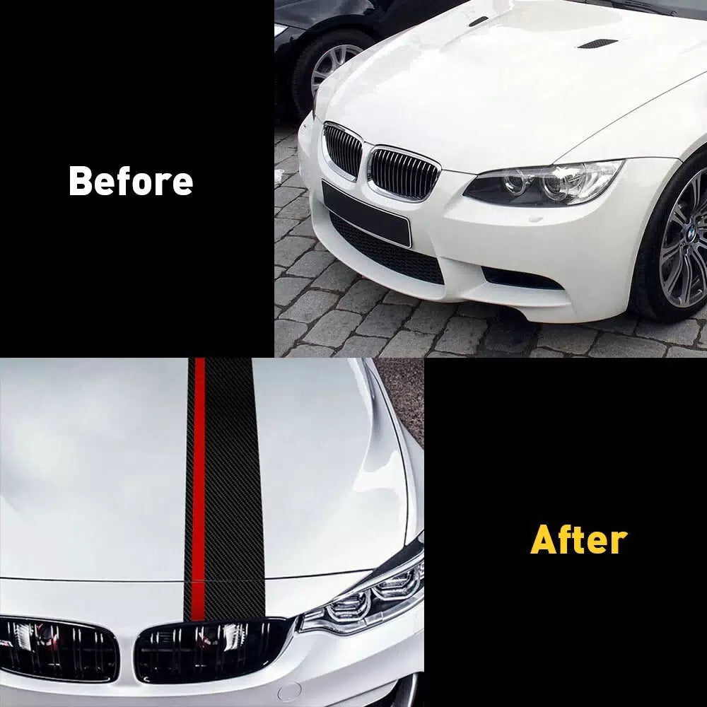 Universal Car Rally Racing Stripes Front Hood 5D Carbon Fiber Decal Wrap Sticker 6B93BC-57 [6]
