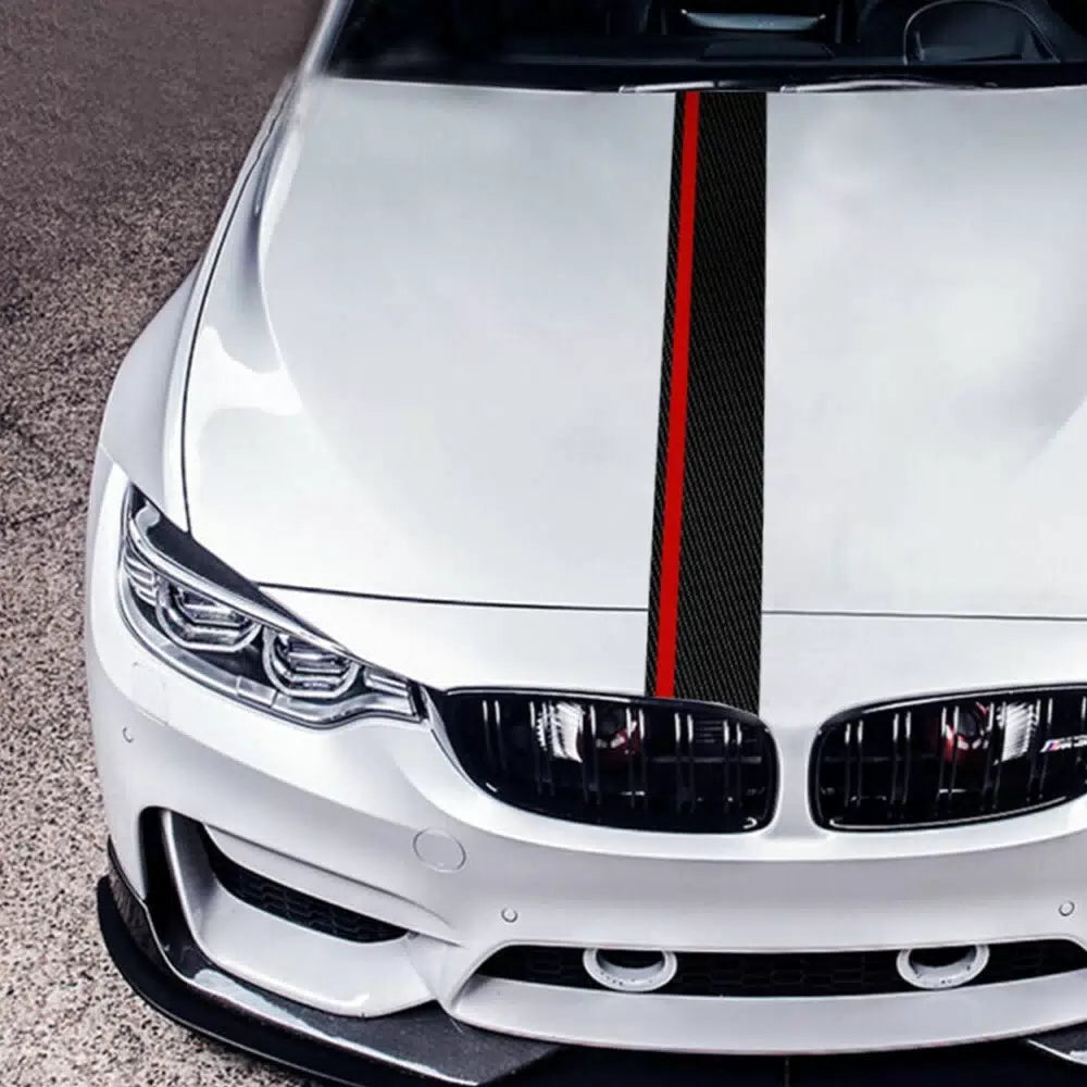 Universal Car Rally Racing Stripes Front Hood 5D Carbon Fiber Decal Wrap Sticker 6B93BC-57 [7]