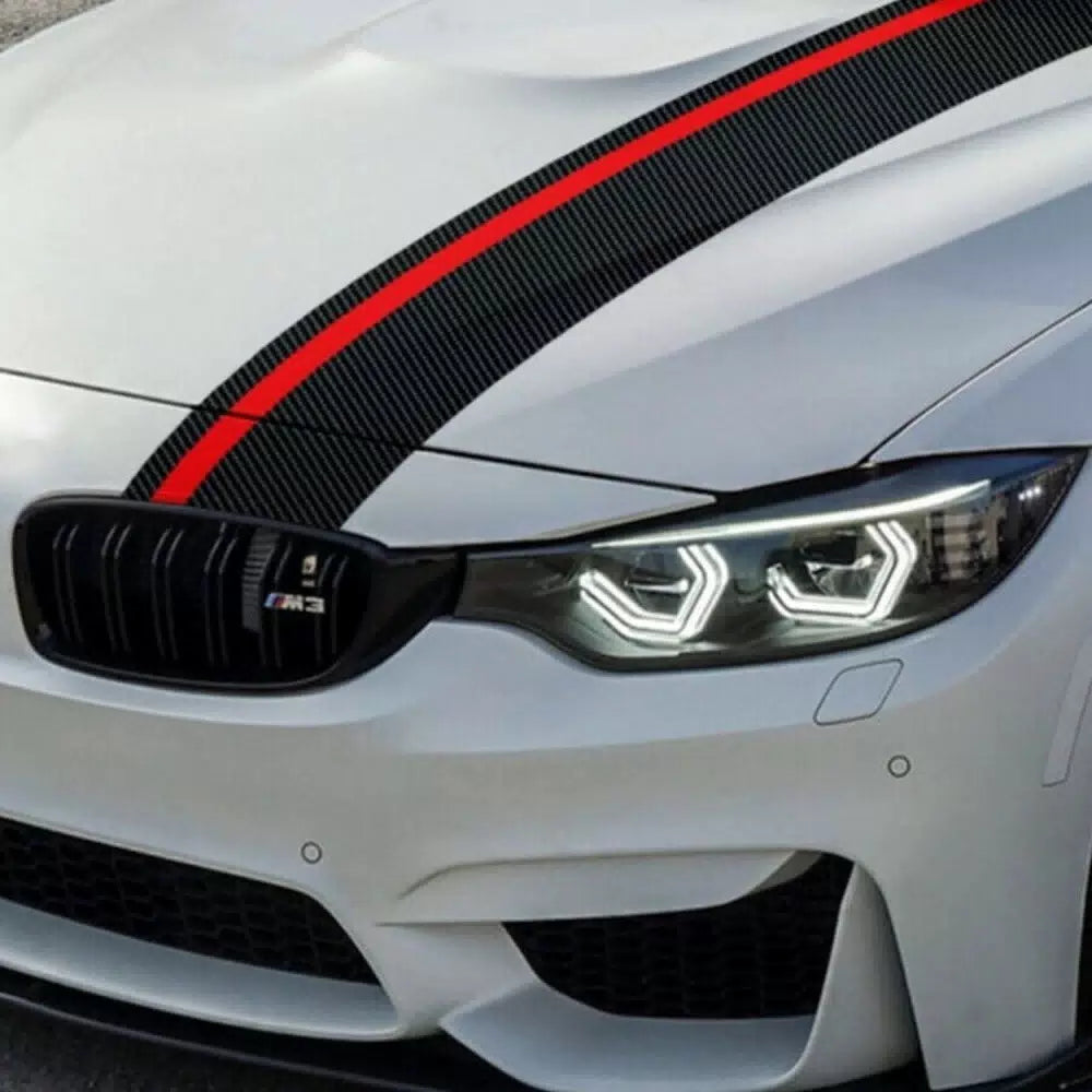 Universal Car Rally Racing Stripes Front Hood 5D Carbon Fiber Decal Wrap Sticker 6B93BC-57 [8]
