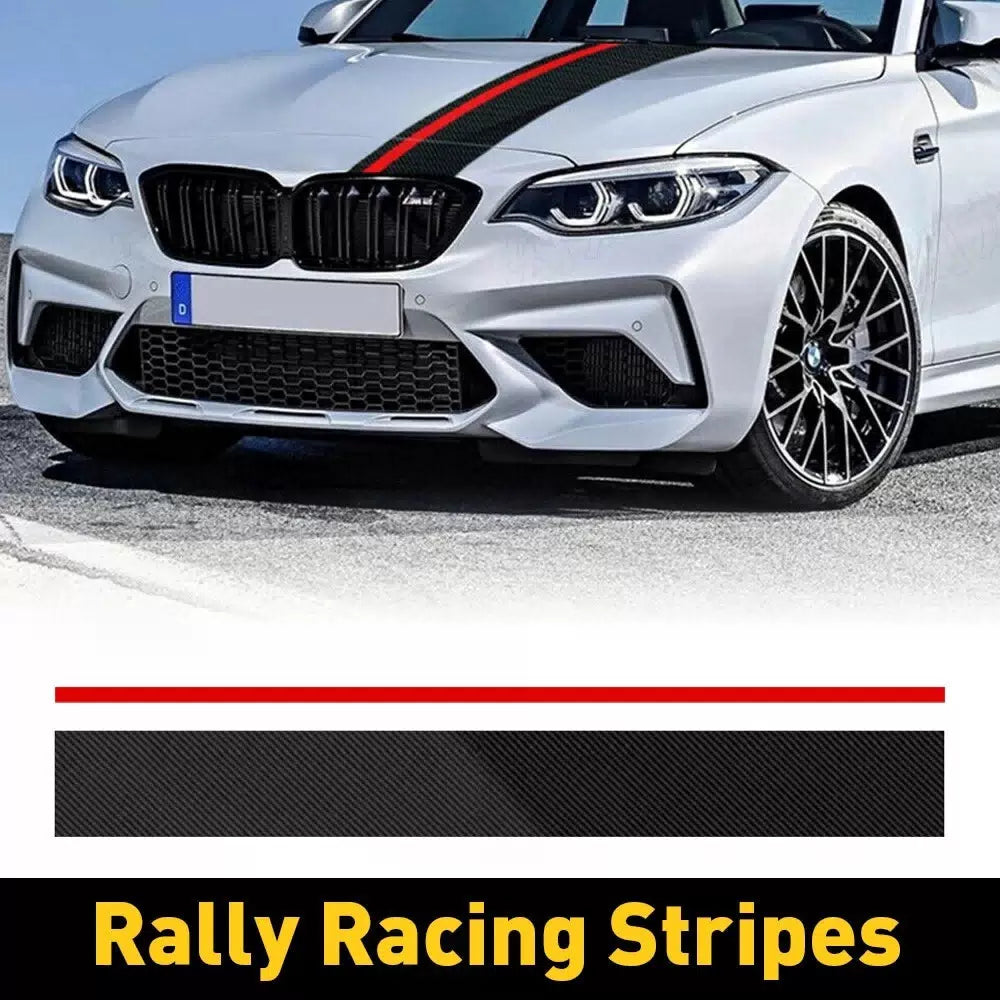 Universal Car Rally Racing Stripes Front Hood 5D Carbon Fiber Decal Wrap Sticker 6B93BC-57 [9]