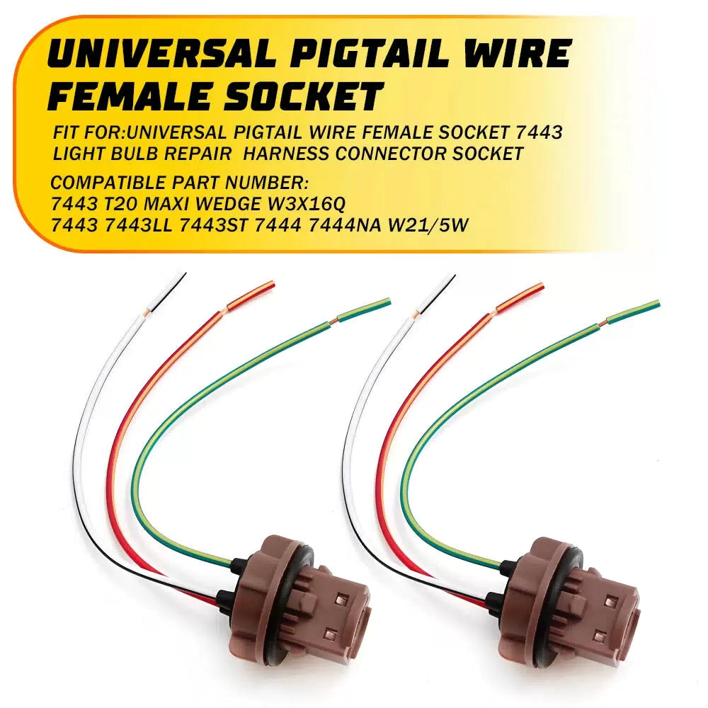 Universal Pigtail Wire Female Socket 7443 Two Harness Front Turn Signal Plug EOA 6B93BC-57 [10]