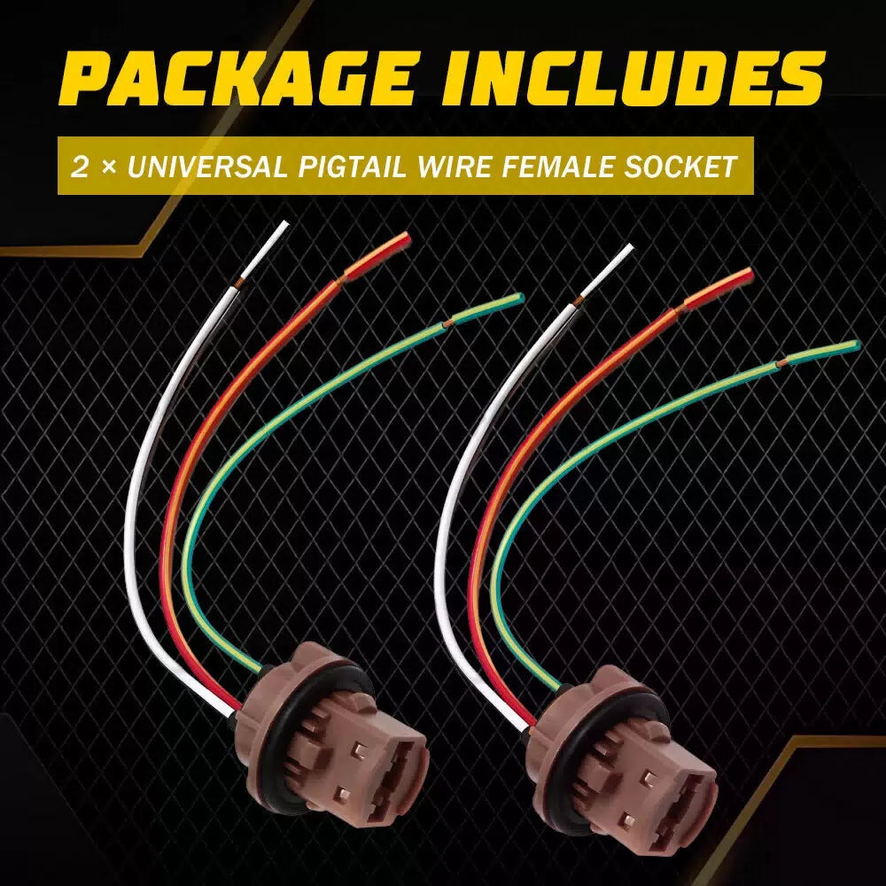 Universal Pigtail Wire Female Socket 7443 Two Harness Front Turn Signal Plug EOA 6B93BC-57 [3]
