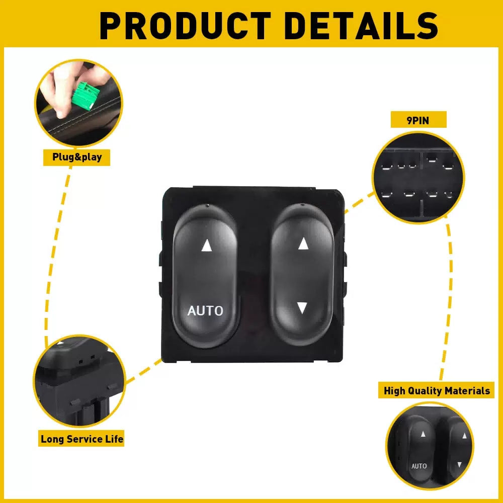 Window Switch For 1999-2002 Ford F-150 1999 F-250 Front Driver Side 2 Button EOA 6B93BC-57 [5]