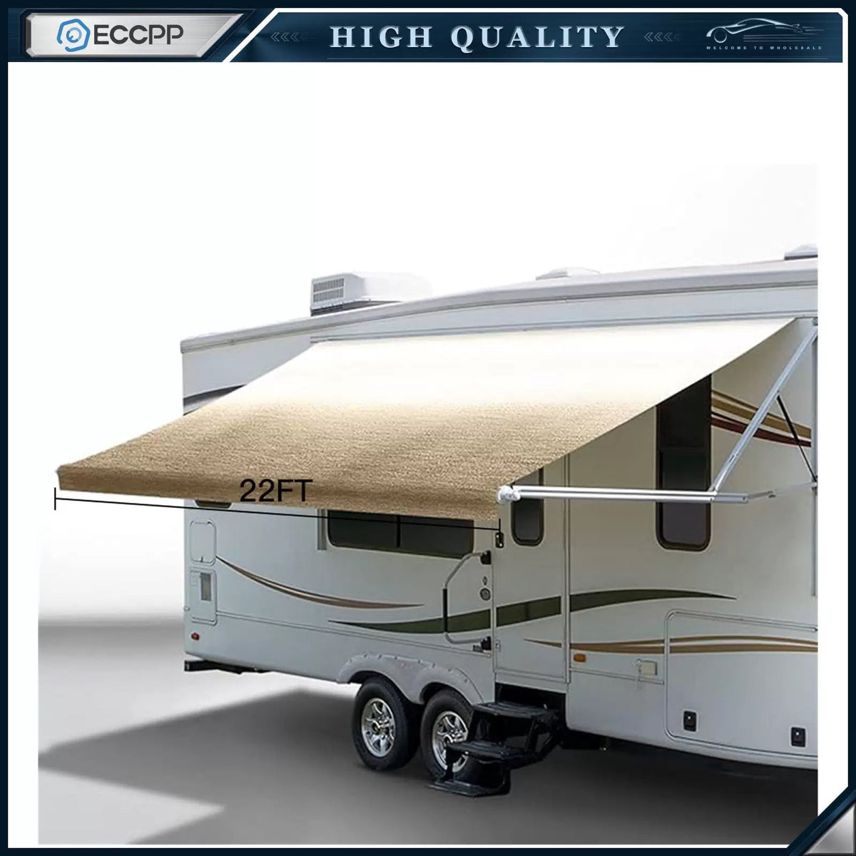 Yellow 8' RV Awning Fabric 22 Feet Length Camper Awning Replacement Shade 6B93BC-57 [1]