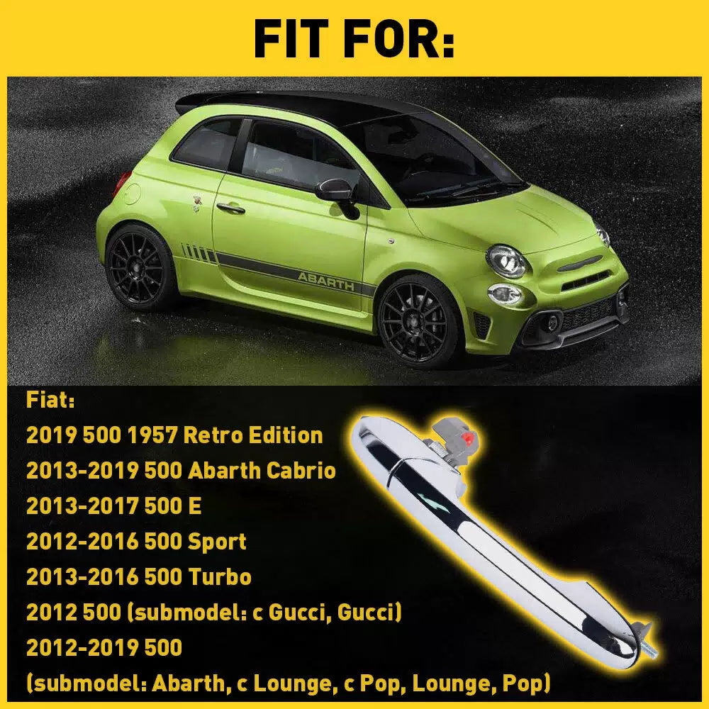 for Fiat 500 Door Handle Front Passenger Right Chrome Side RH Hand 68069942AC 6B93BC-57 [2]