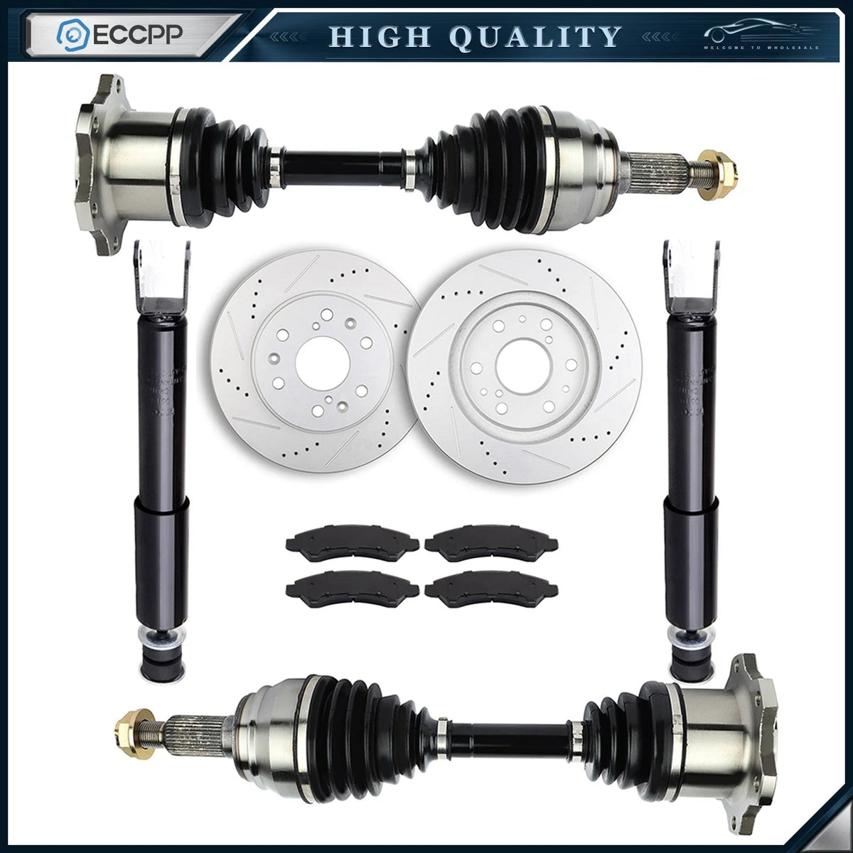for Silverado 1500 4.8L 2005-2006 Front CV Axle+ Struts+Brake Pads & Rotors 6B93BC-57 [1]
