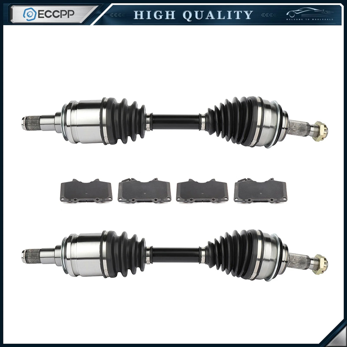 for Toyota Tacoma Pre 4.0L 2005-2010 2.7LFront Brake Ceramic Pads + CV Axle 6B93BC-57 [1]