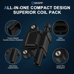 ECCPP 8 Square Ignition Coils For 07-13 Chevy Silverado 1500 Suburban 4.8L 5.3L ECCPP