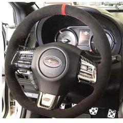 Black Suede Leather Steering Wheel Stitch-on Wrap Cover For Subaru WRX STI 15-20