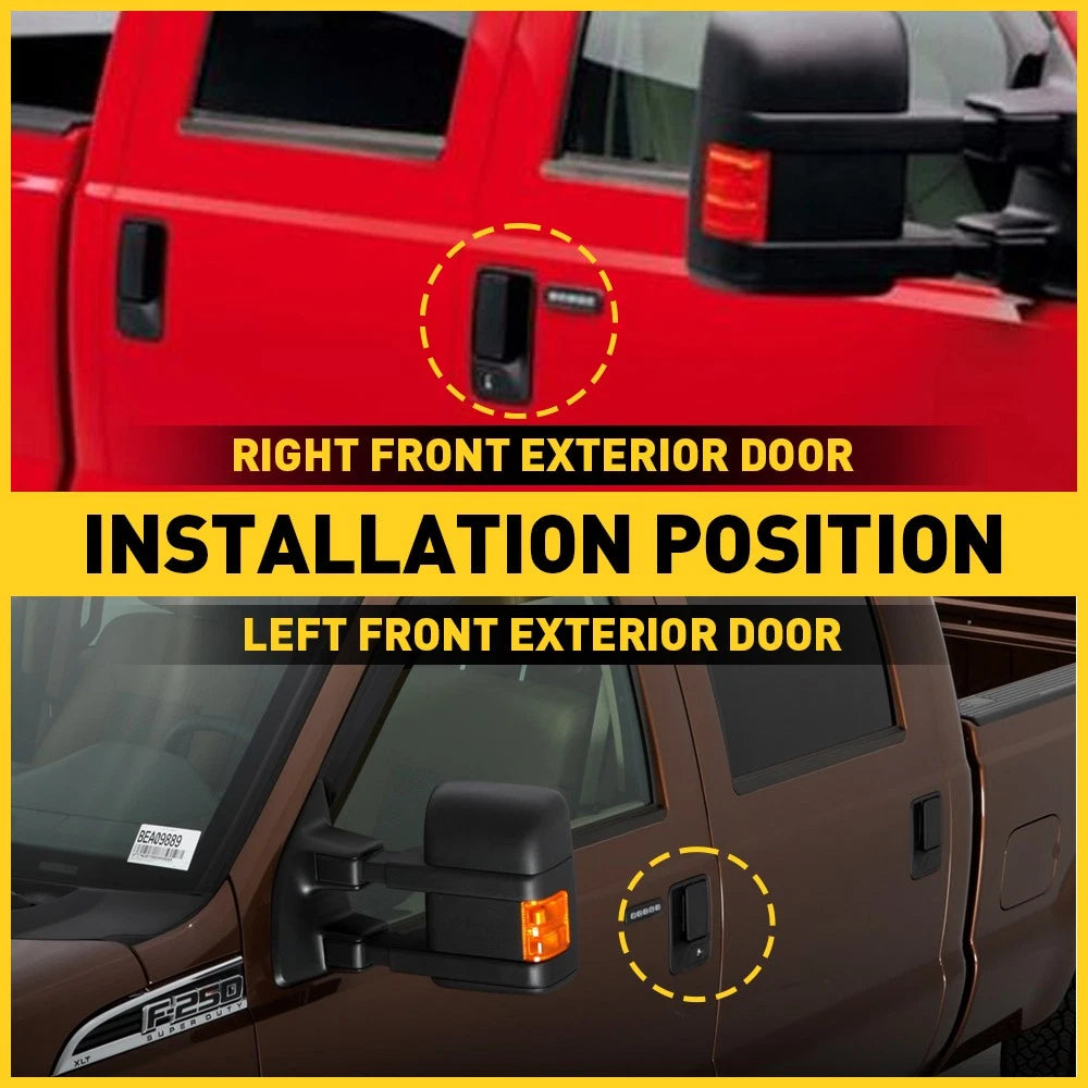 Door Handle Set For 1999-2016 Ford F-250 Super Duty Front Left+Right Black 2PCS 6B93BC-57